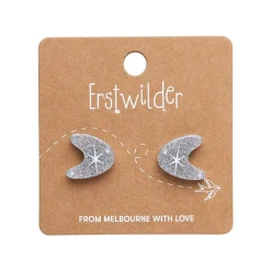 Atomic Boomerang Glitter Stud Earrings - Silver^Erstwilder Outlet