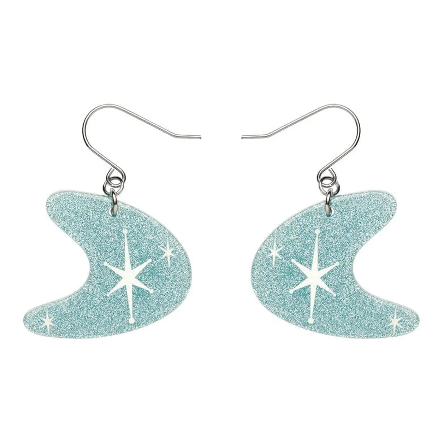 Atomic Boomerang Glitter Drop Earrings - Blue^Erstwilder Best