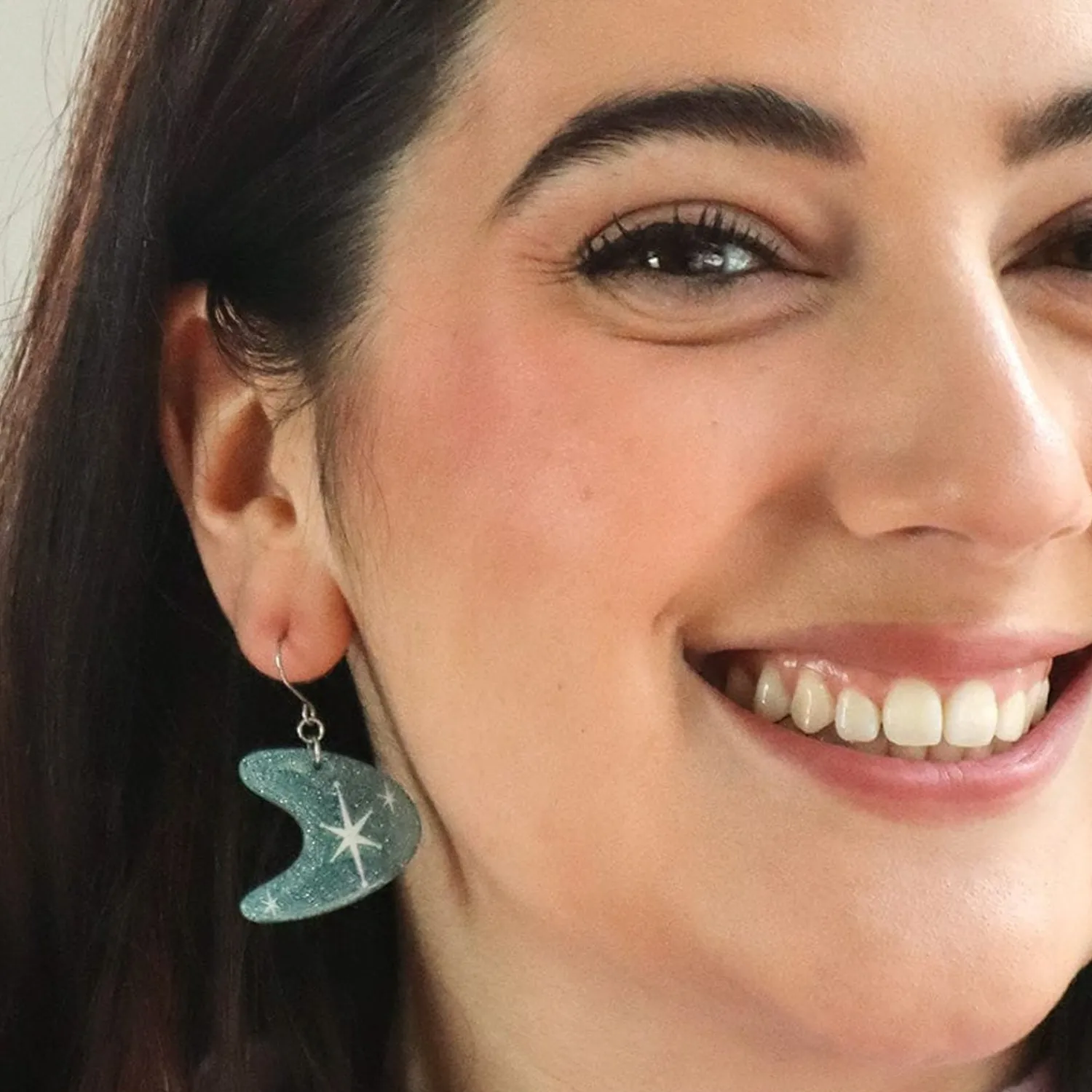 Atomic Boomerang Glitter Drop Earrings - Blue^Erstwilder Best