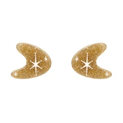 Atomic Boomerang Glitter Stud Earrings - Gold^Erstwilder Hot