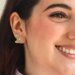 Atomic Boomerang Glitter Stud Earrings - Gold^Erstwilder Hot