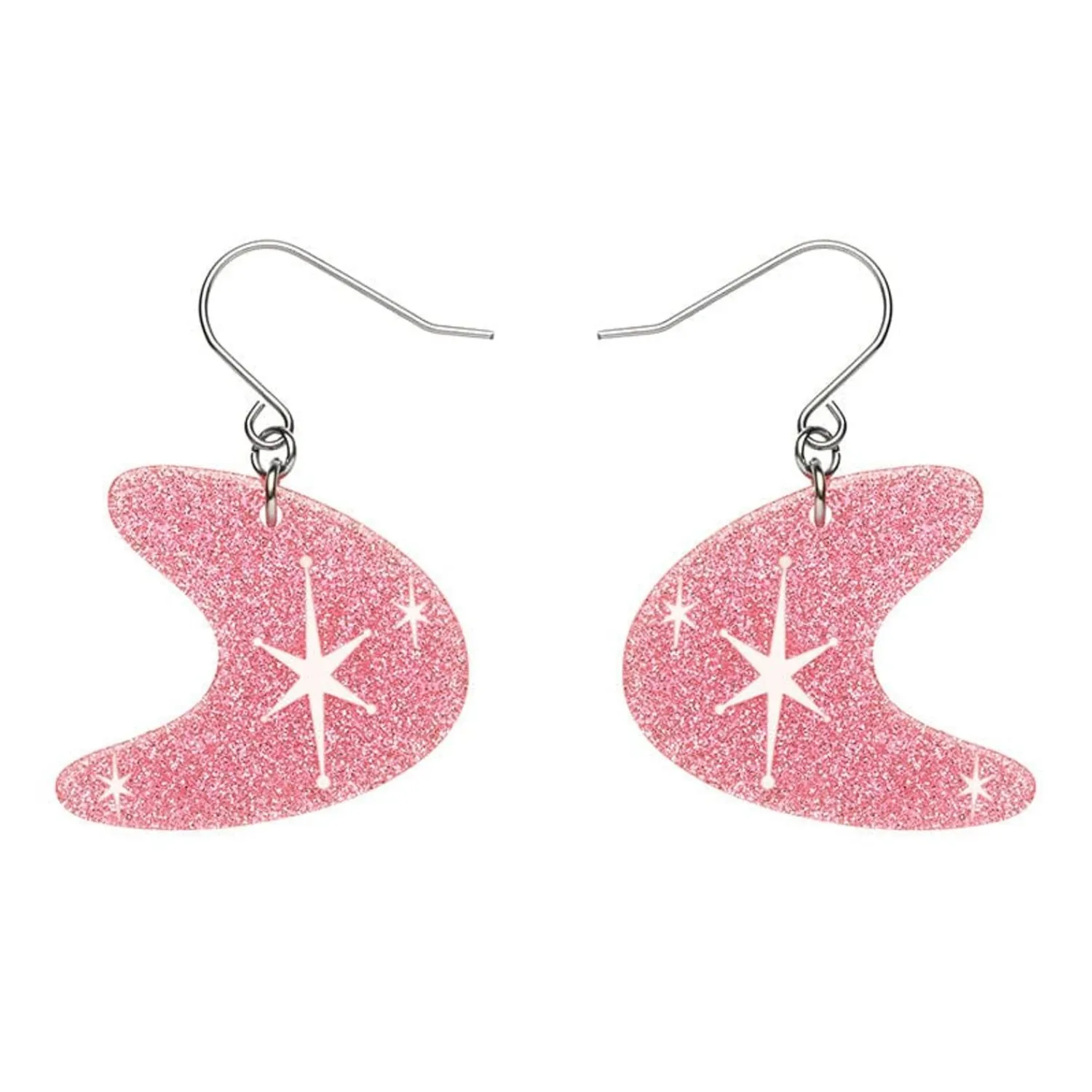 Atomic Boomerang Glitter Drop Earrings - Pink^Erstwilder Best