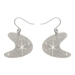 Atomic Boomerang Glitter Drop Earrings - Silver^Erstwilder New