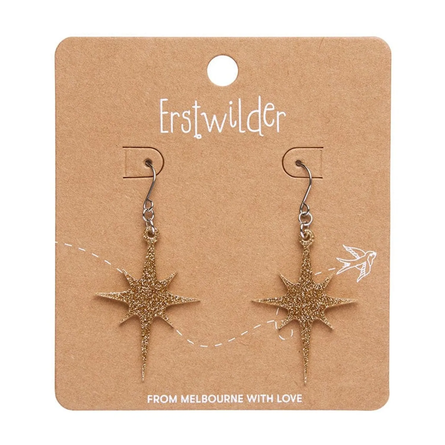 Atomic Star Glitter Drop Earring - Gold^Erstwilder Hot