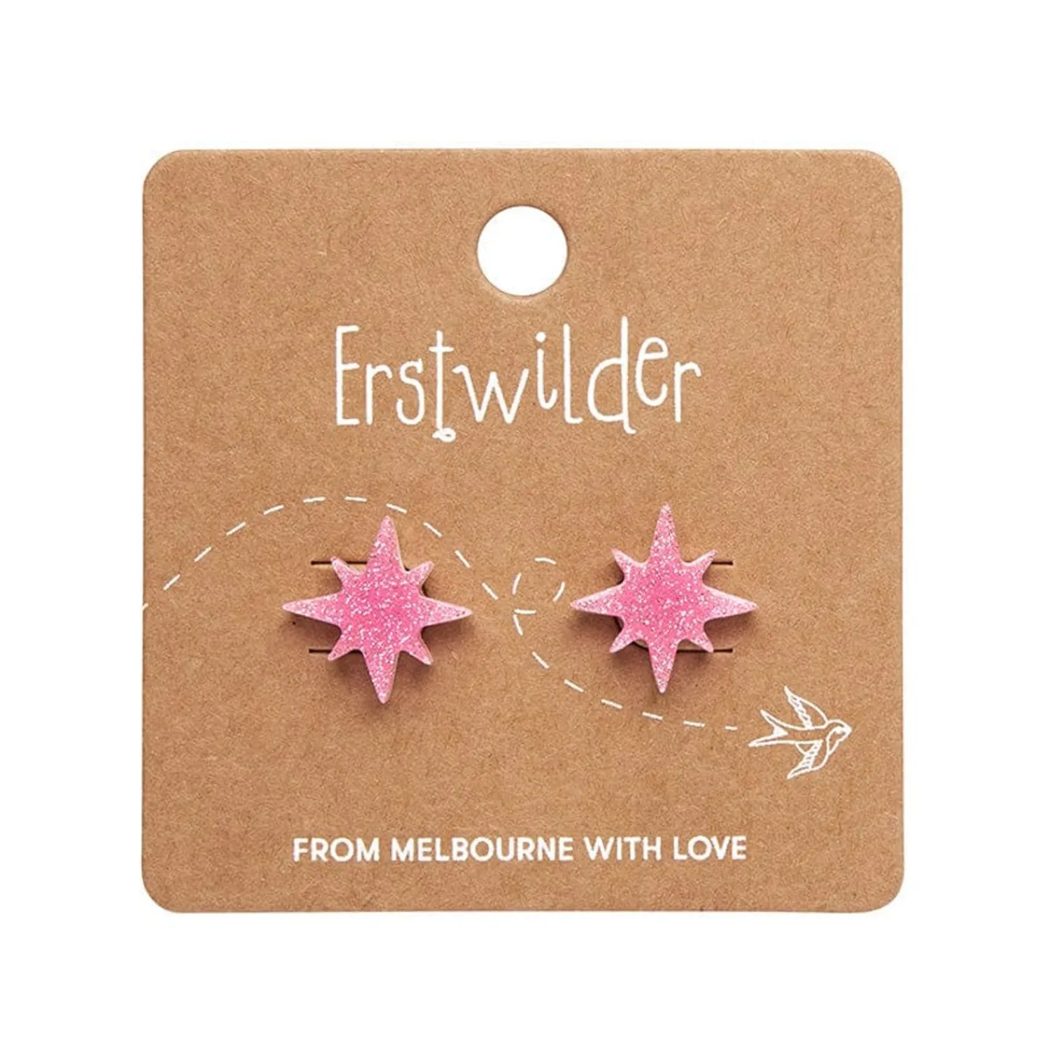 Atomic Star Glitter Stud Earring - Pink^Erstwilder Online