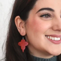 Baubles Glitter Drop Earrings - Red^Erstwilder Outlet