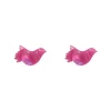 Bird Textured Glitter Resin Stud Earrings - Fuchsia^Erstwilder