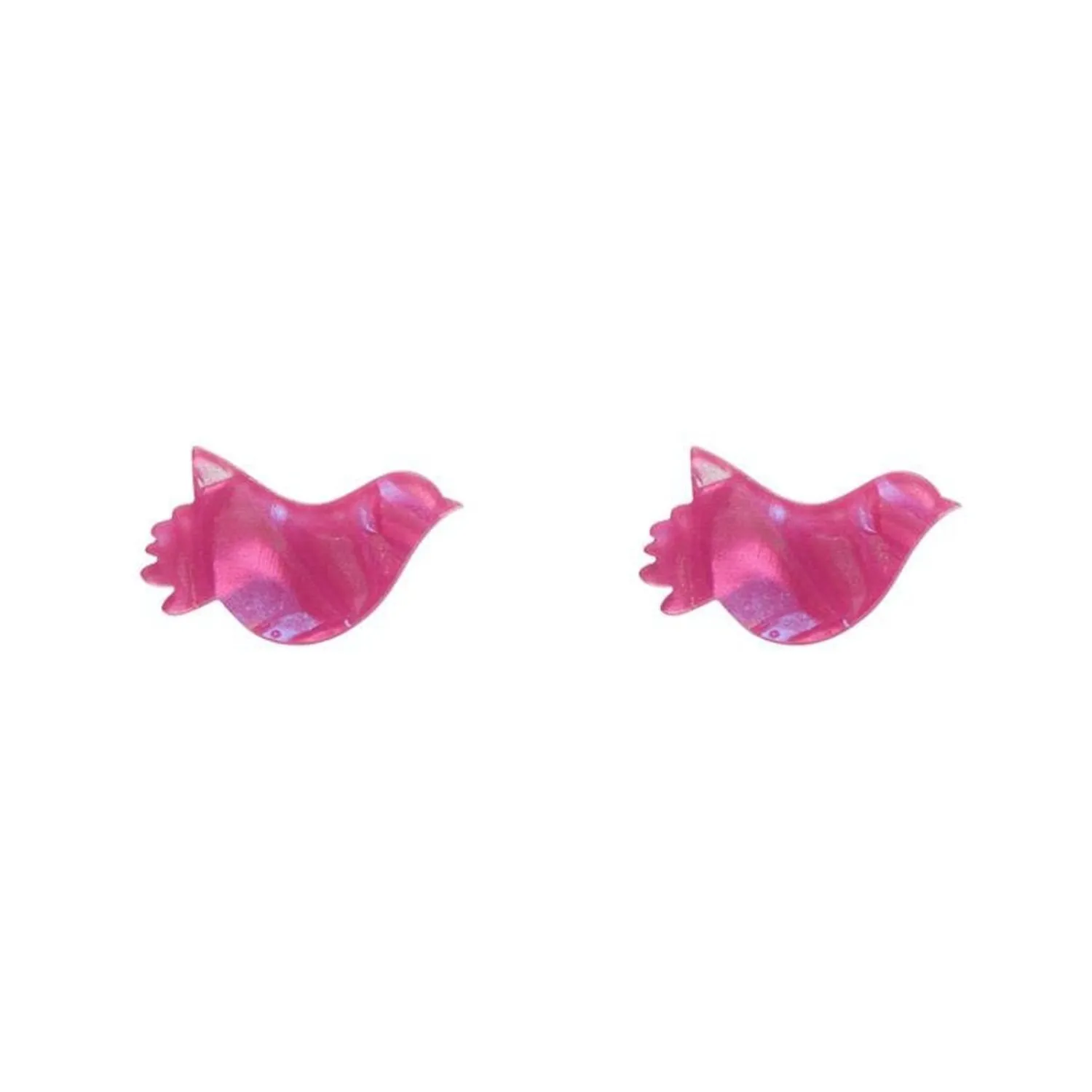 Bird Textured Glitter Resin Stud Earrings - Fuchsia^Erstwilder