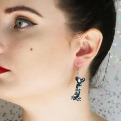 Bones Chunky Glitter Resin Drop Earrings - White^Erstwilder Clearance