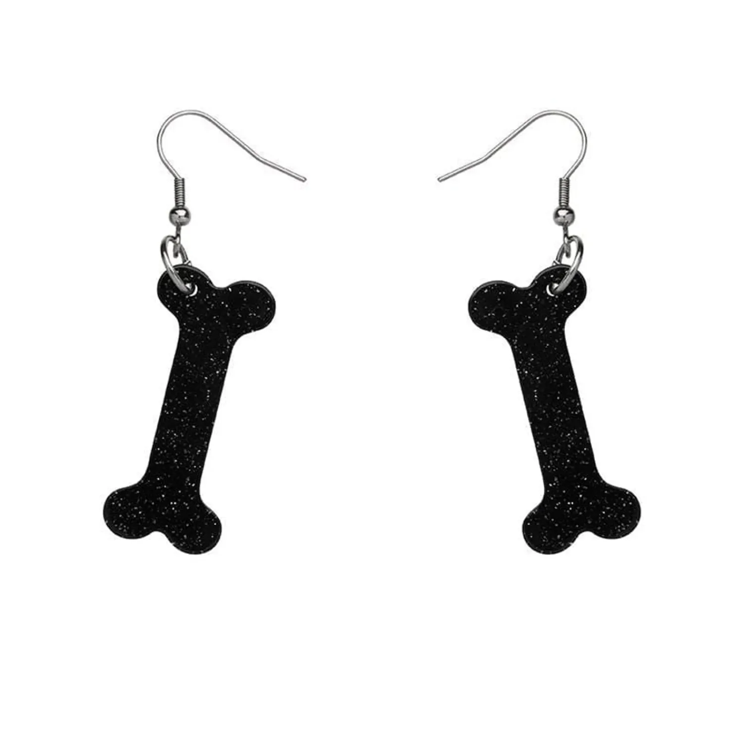 Bones Glitter Resin Drop Earrings - Black^Erstwilder