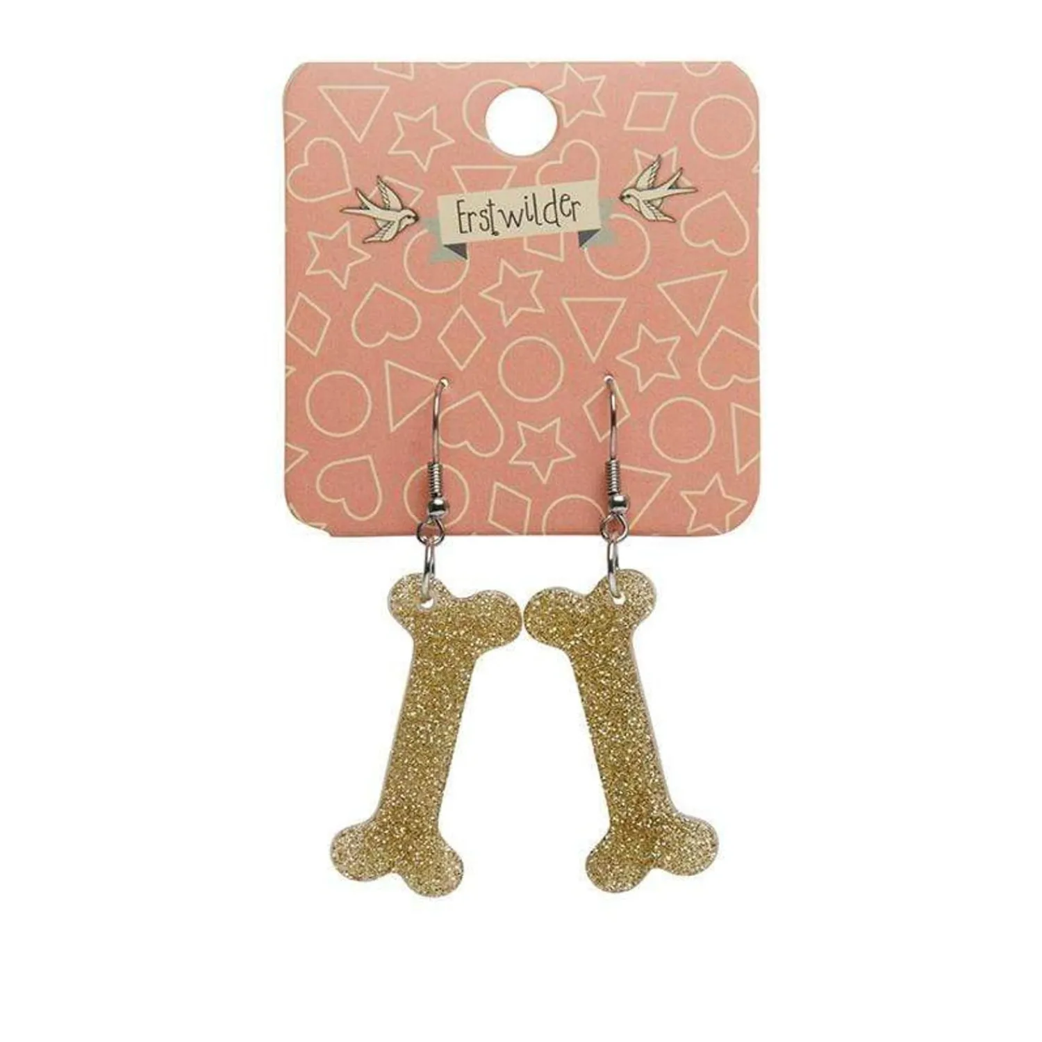 Bones Glitter Resin Drop Earrings - Gold^Erstwilder Online