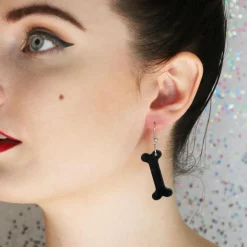 Bones Ripple Resin Drop Earrings - Black^Erstwilder Discount