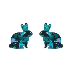 Bunny Chunky Glitter Resin Stud Earrings - Green^Erstwilder Sale