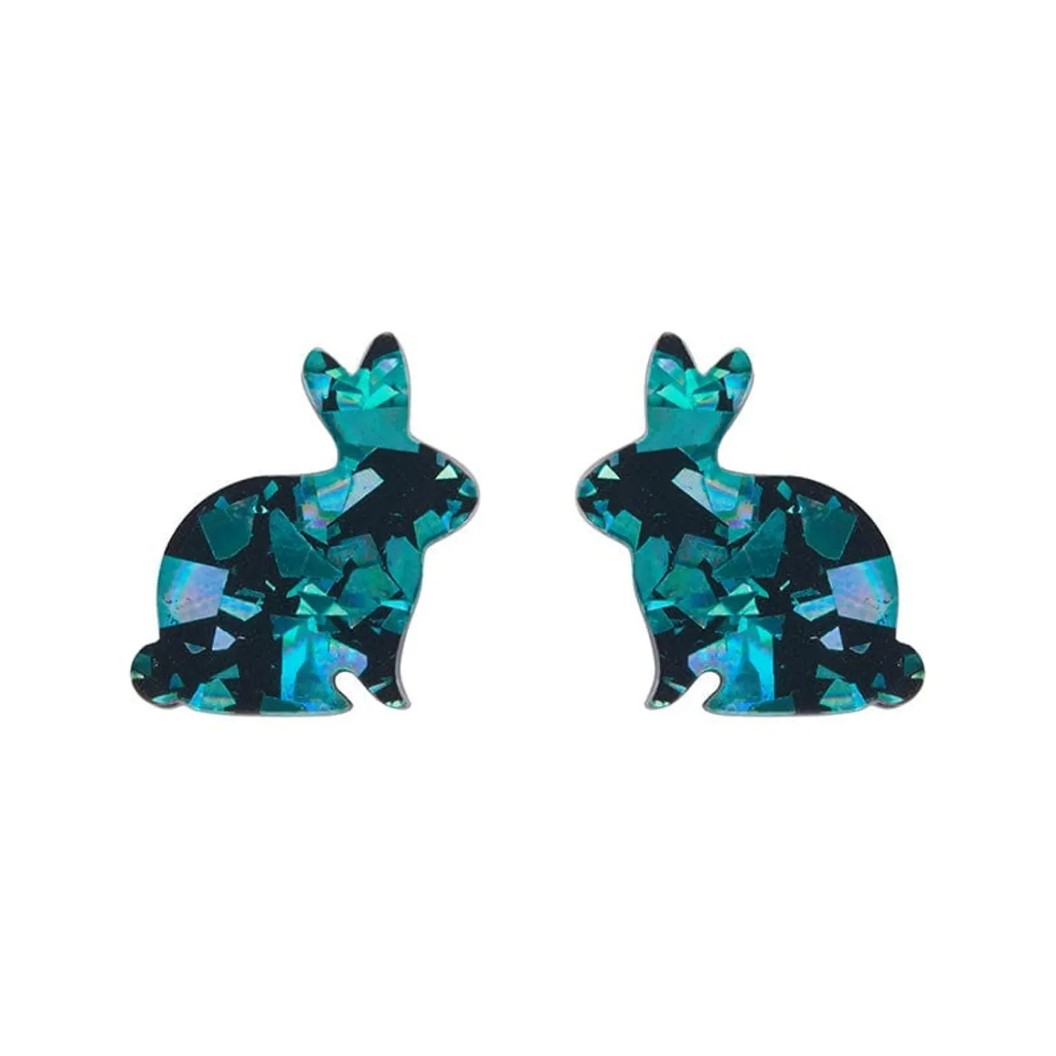 Bunny Chunky Glitter Resin Stud Earrings - Green^Erstwilder Sale
