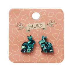 Bunny Chunky Glitter Resin Stud Earrings - Green^Erstwilder Sale
