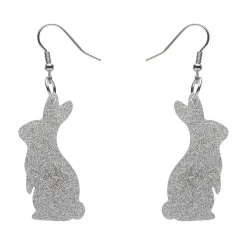 Bunny Glitter Resin Drop Earrings - Silver^Erstwilder Online