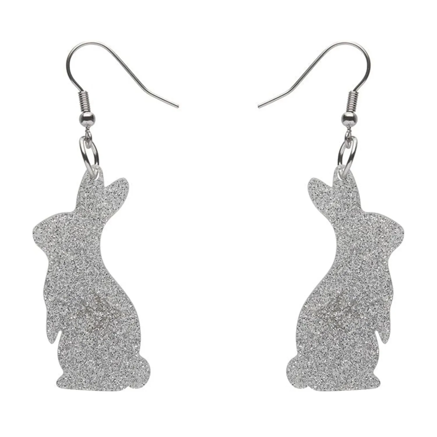 Bunny Glitter Resin Drop Earrings - Silver^Erstwilder Online