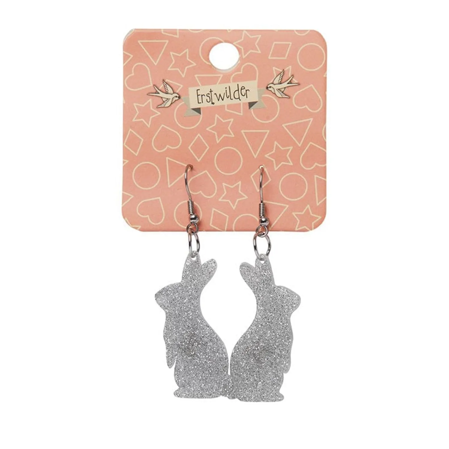 Bunny Glitter Resin Drop Earrings - Silver^Erstwilder Online