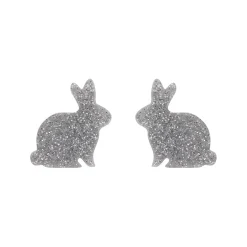 Bunny Glitter Resin Stud Earrings - Silver^Erstwilder Sale