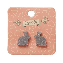 Bunny Glitter Resin Stud Earrings - Silver^Erstwilder Sale