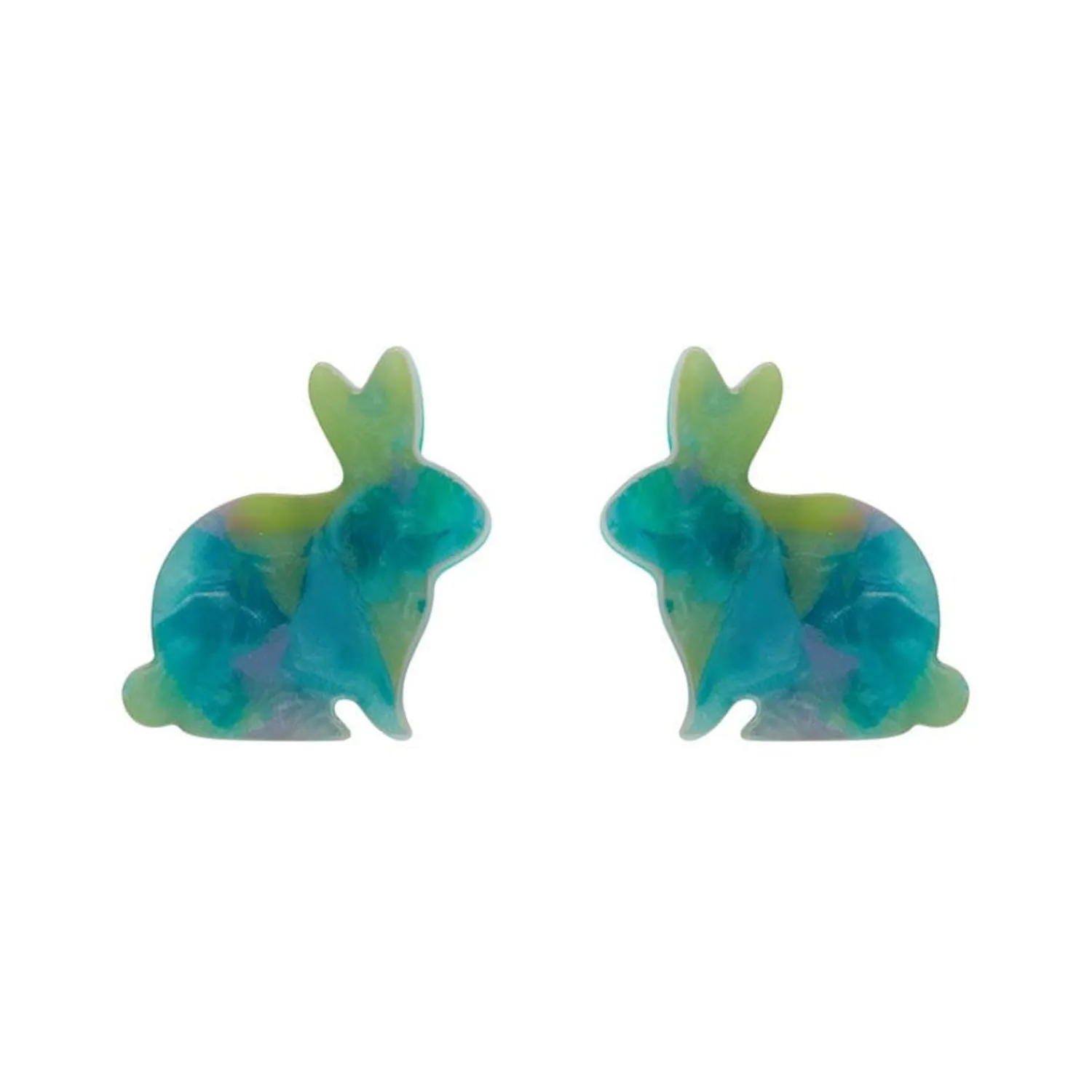 Bunny Mottled Resin Stud Earrings - Green^Erstwilder Clearance