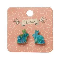 Bunny Mottled Resin Stud Earrings - Green^Erstwilder Clearance