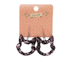 Cat Head Chunky Glitter Resin Drop Earrings - Pink^Erstwilder New