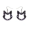 Cat Head Chunky Glitter Resin Drop Earrings - Purple^Erstwilder New