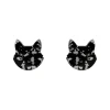Cat Head Chunky Glitter Resin Stud Earrings - Silver^Erstwilder Outlet