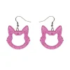 Cat Head Glitter Resin Drop Earrings - Pink^Erstwilder Sale