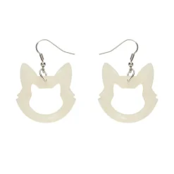 Cat Head Glitter Resin Drop Earrings - White^Erstwilder Sale