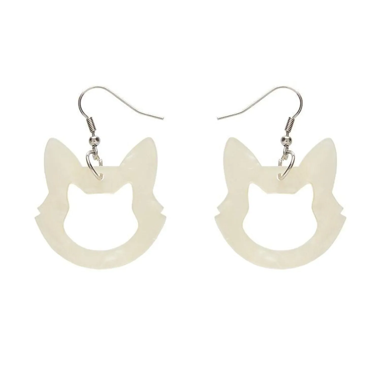 Cat Head Glitter Resin Drop Earrings - White^Erstwilder Sale