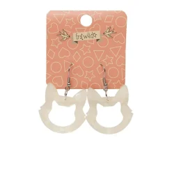 Cat Head Glitter Resin Drop Earrings - White^Erstwilder Sale