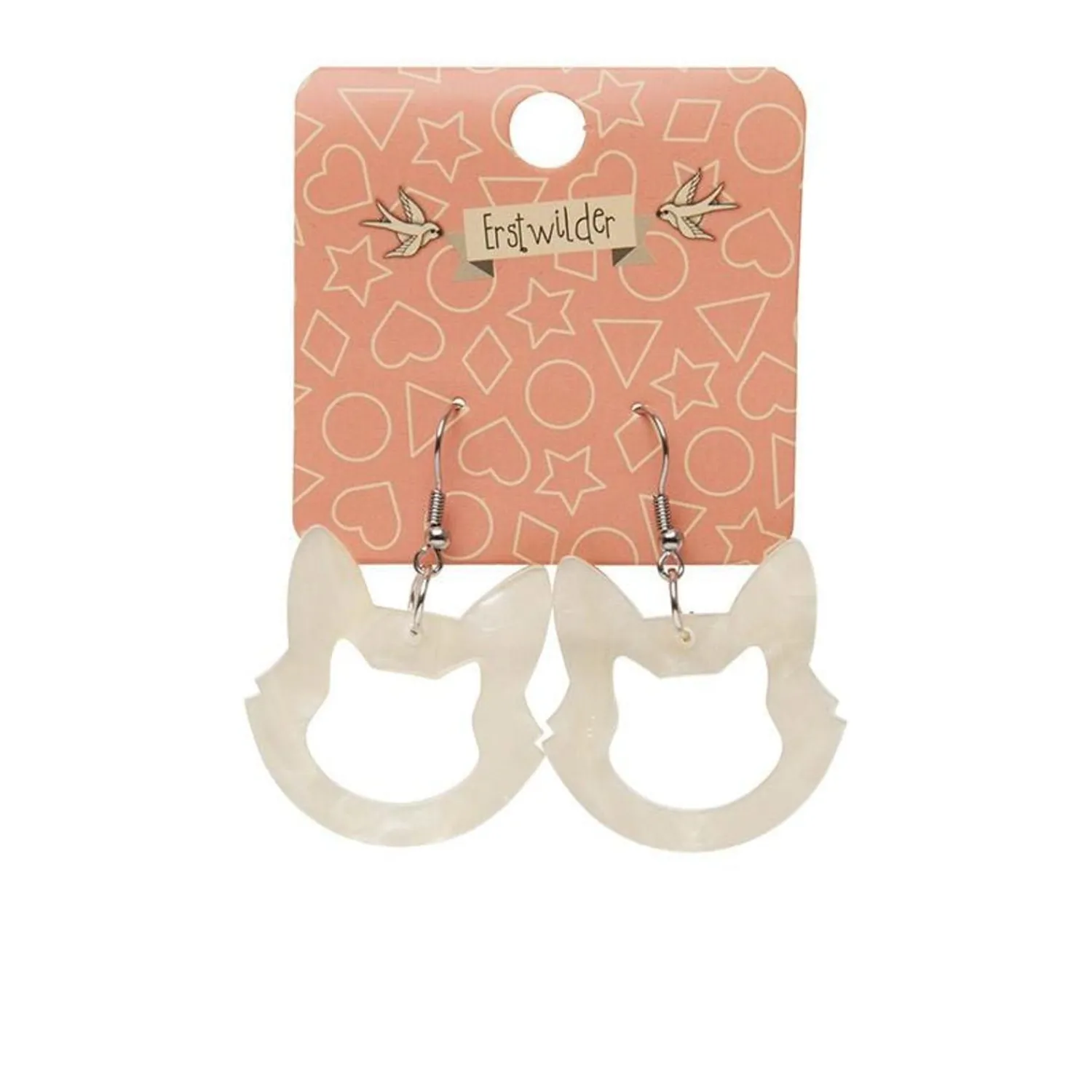 Cat Head Glitter Resin Drop Earrings - White^Erstwilder Sale