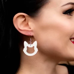 Cat Head Glitter Resin Drop Earrings - White^Erstwilder Sale