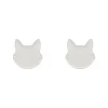 Cat Head Glitter Resin Stud Earrings - White^Erstwilder