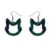 Cat Head Lava Resin Drop Earrings - Green^Erstwilder New