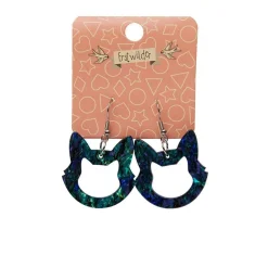 Cat Head Lava Resin Drop Earrings - Green^Erstwilder New