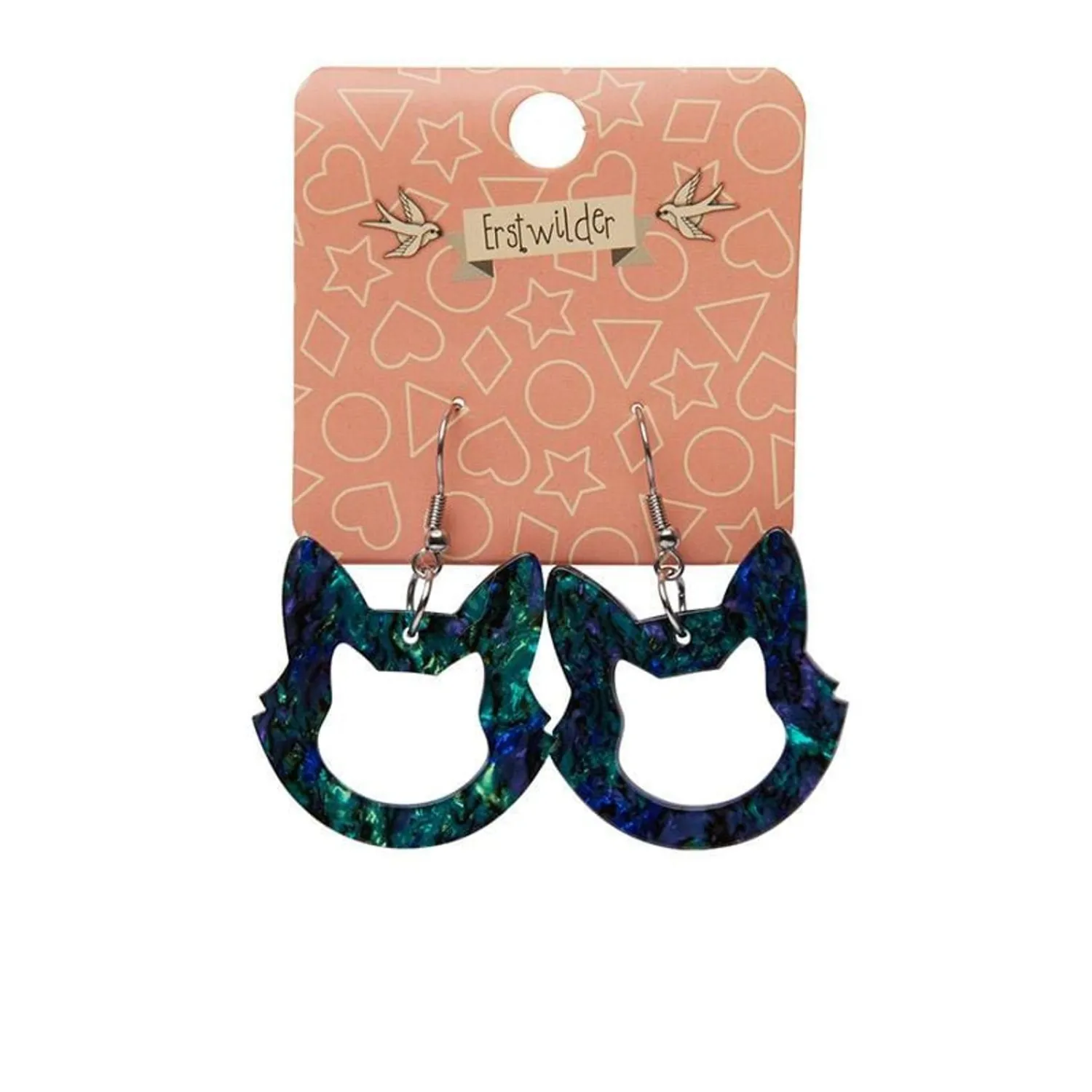 Cat Head Lava Resin Drop Earrings - Green^Erstwilder New