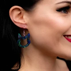 Cat Head Lava Resin Drop Earrings - Green^Erstwilder New