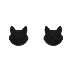 Cat Head Ripple Resin Stud Earrings - Black^Erstwilder Outlet