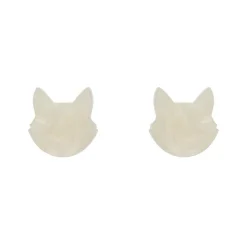 Cat Head Ripple Resin Stud Earrings - White^Erstwilder Clearance