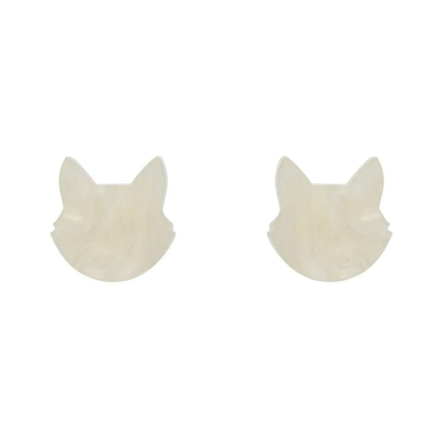 Cat Head Ripple Resin Stud Earrings - White^Erstwilder Clearance
