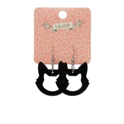 Cat Head Solid Resin Drop Earrings - Black^Erstwilder Clearance
