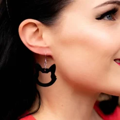 Cat Head Solid Resin Drop Earrings - Black^Erstwilder Clearance