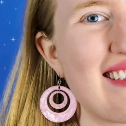 Double Hoop Ripple Drop Earrings - Pink^Erstwilder Best