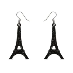 Eiffel Tower Glitter Resin Drop Earrings - Black^Erstwilder Online