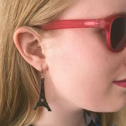 Eiffel Tower Glitter Resin Drop Earrings - Black^Erstwilder Online