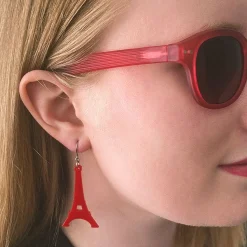 Eiffel Tower Solid Resin Drop Earrings - Red^Erstwilder Online
