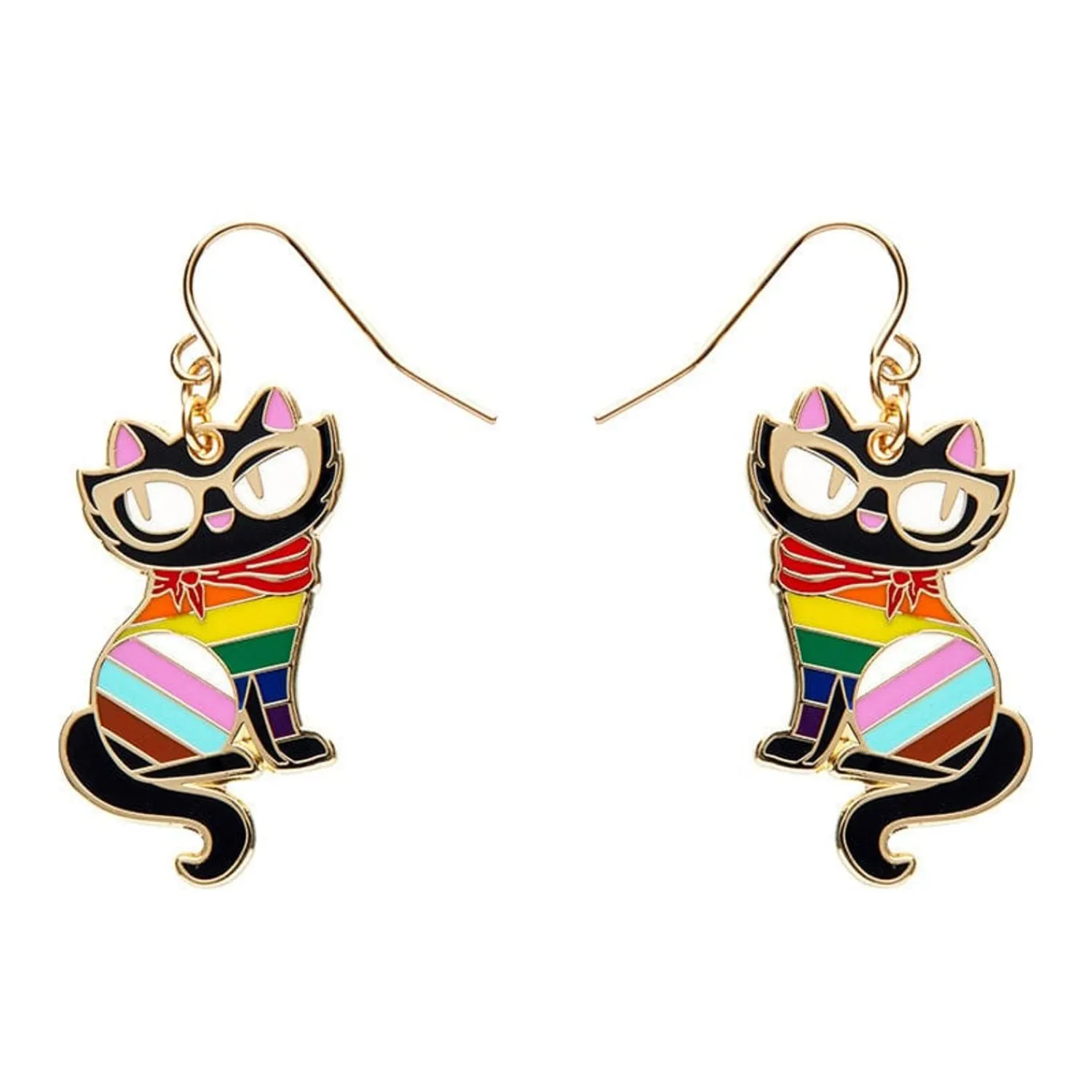 Elissa The Rainbow Cat Enamel Drop Earrings^Erstwilder Outlet